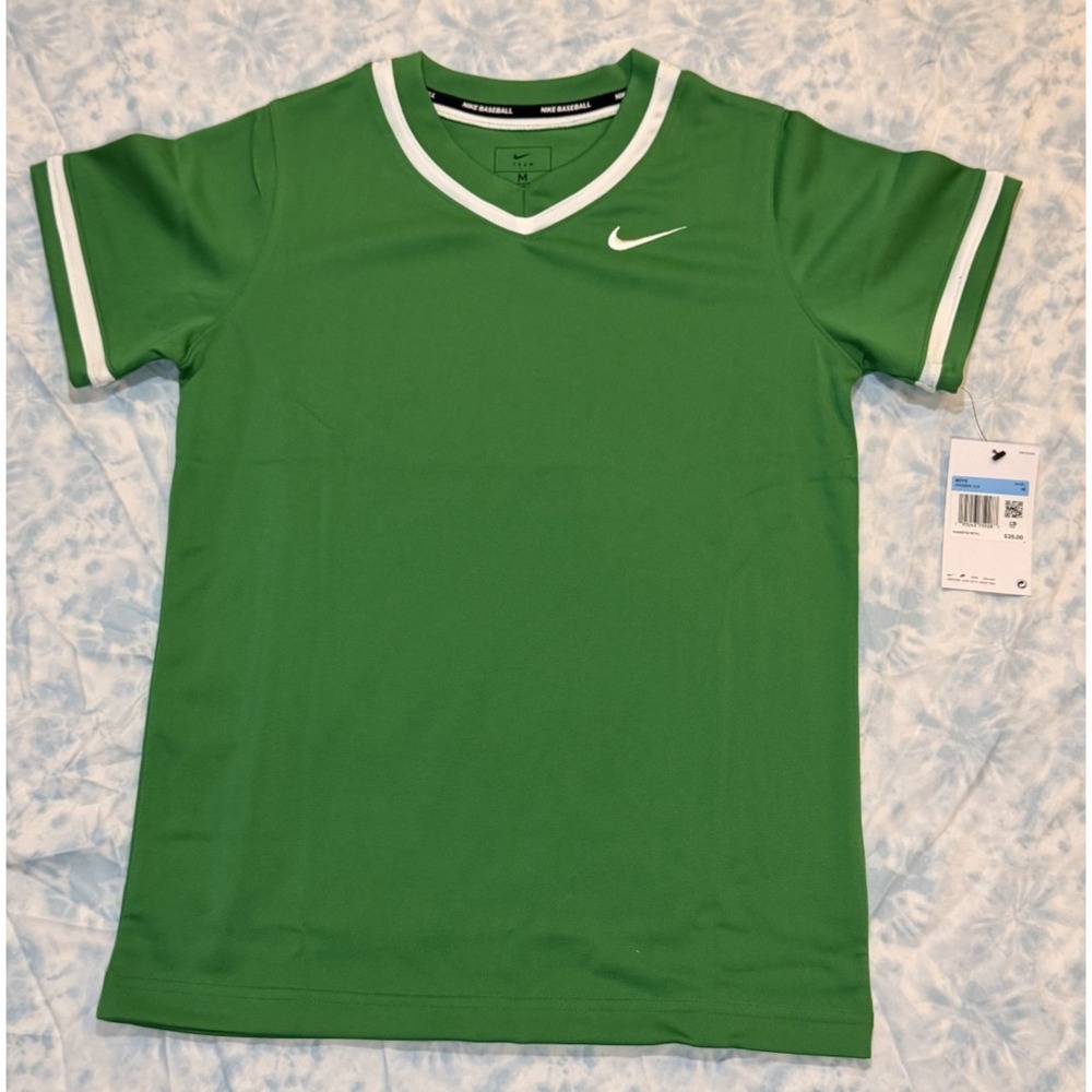 Nike Kids Green V Neck Baseball Jersey Size M New with Tags